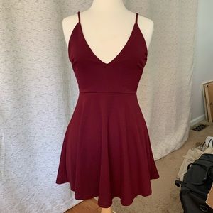 Tobi Wine Red Mini Skater Dress Size S
